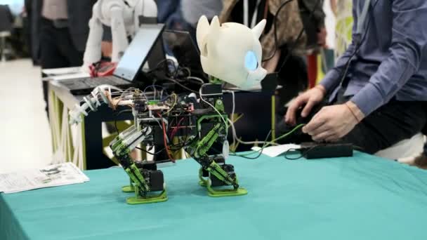 Az egyszarvú prototípus demonstrációja a robotika fórumán — Stock videók