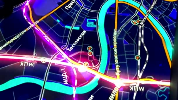 Demonstration eines animierten Stadtplans mit Verkehrsentwicklungsplan — Stockvideo