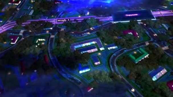 Demostración del mapa animado de la ciudad con el plan de desarrollo del transporte — Vídeos de Stock