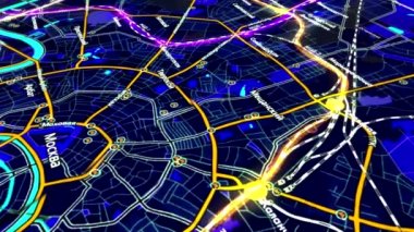 Hareketli şehir haritasının taşıma geliştirme planı ile gösterilmesi