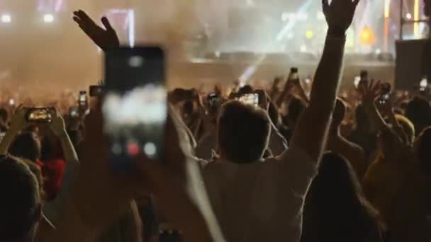 Folle di fan che applaudono al festival di musica all'aperto — Video Stock