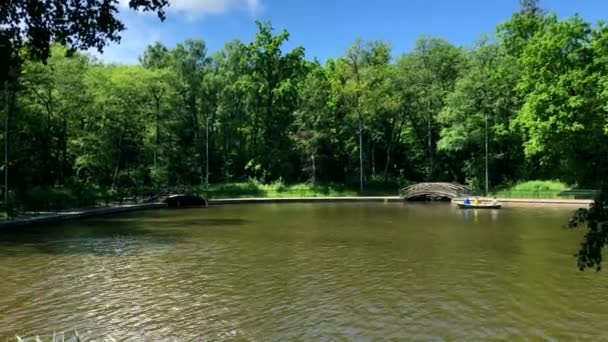 Mensen varen op het meer — Stockvideo