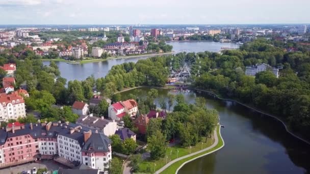 Luchtfoto van Kaliningrad stad, Rusland — Stockvideo