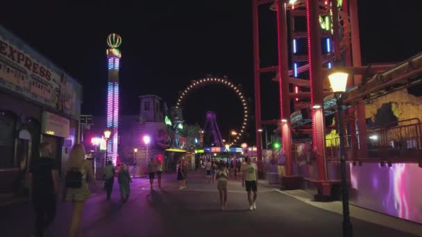 Turistler eğlence parkı sürmek eğlenin. — Stok video