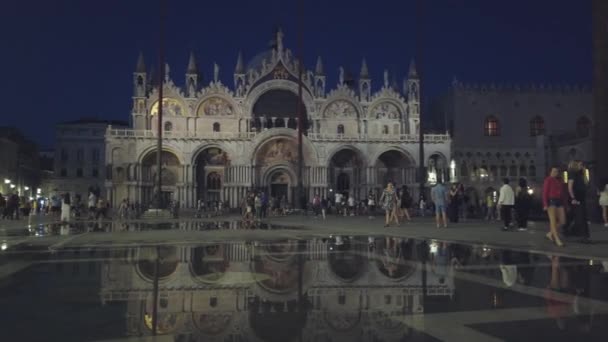 Turister sightseeing i Venices mest kända torg San Marco. — Stockvideo