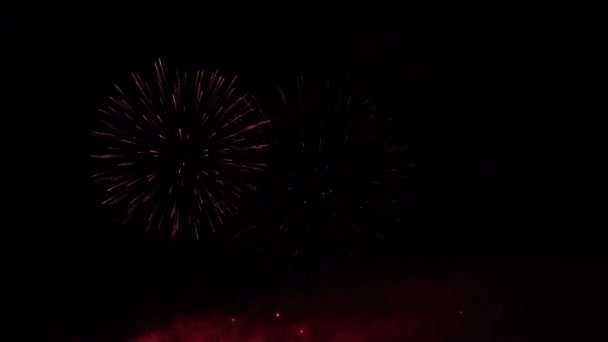 Барвисті феєрверки в нічному небі — стокове відео