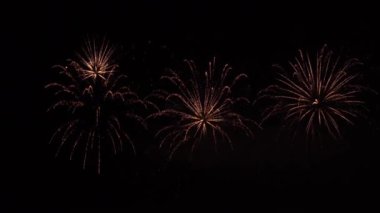 Gece gökyüzünde renkli havai fişek