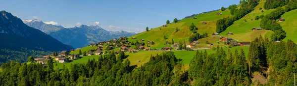 Paisaje panorámico de montaña de verano en Suiza —  Fotos de Stock