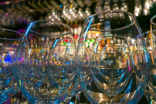 Empty wine glasses in the bar — Stock Photo, Image