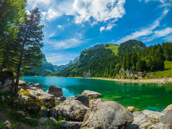 Bellissimo paesaggio estivo lago di montagna — Foto Stock