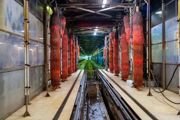 Subway automatic wash brushes for trains — Stock Photo, Image