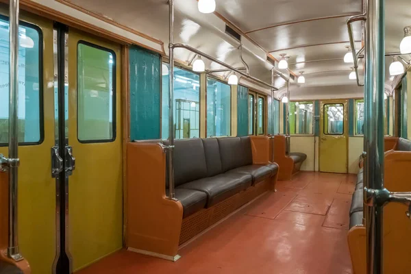 Insides of retro underground train — Stock Photo, Image