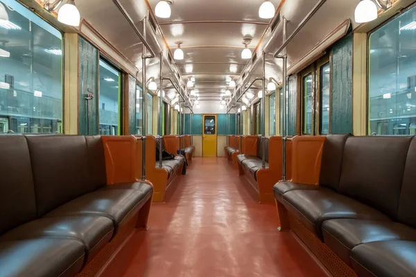 Insides of retro underground train — Stock Photo, Image