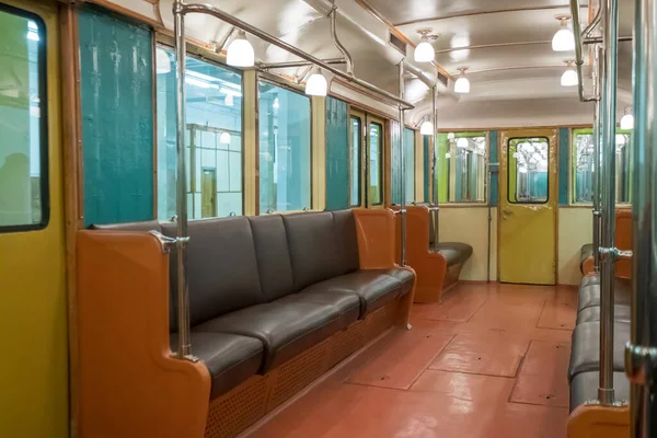 Insides of retro underground train — Stock Photo, Image