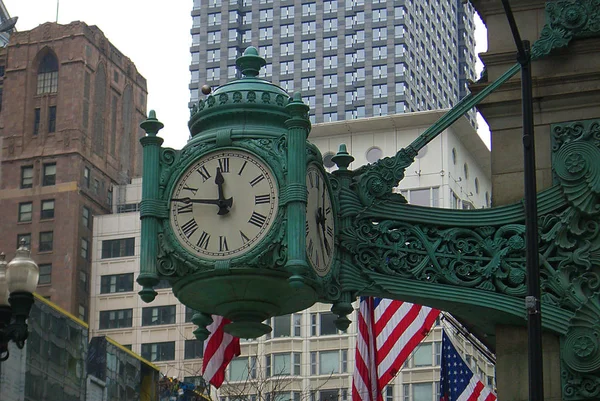 Chicago Avril Horloge Marshall Field Emblématique Avril 2008 Chicago Illinois — Photo