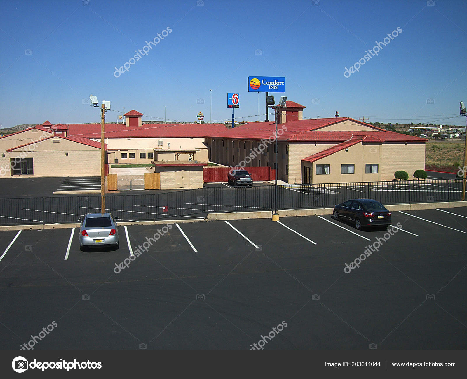 Santa Rosa New Mexico June Motel Parking Lots Guests Arrive