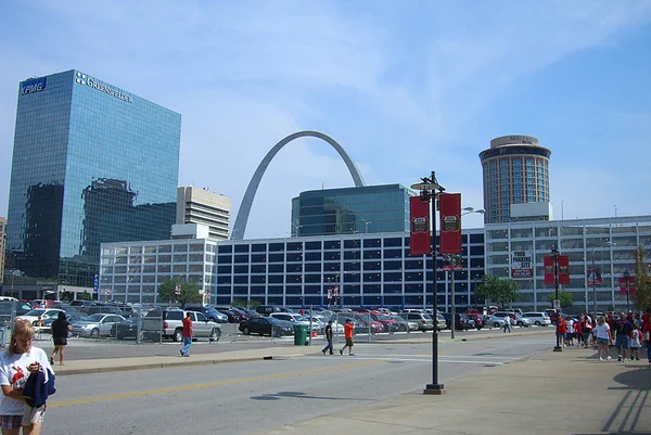 Louis Missouri September Downtown Street Scene Architecture Busch Stadium September — Stock Photo, Image