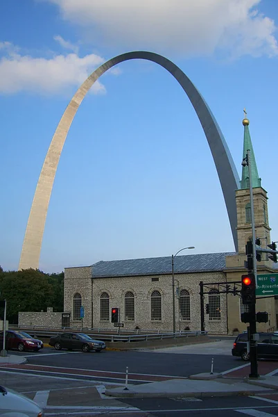 Louis Missouri September Gateway Arch Local Area Including Old Cathedral — Stock Photo, Image
