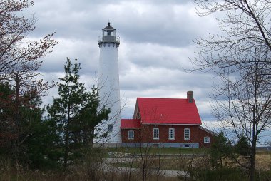 Deniz feneri - Tawas noktası, Michigan fırtınalı bir günde.