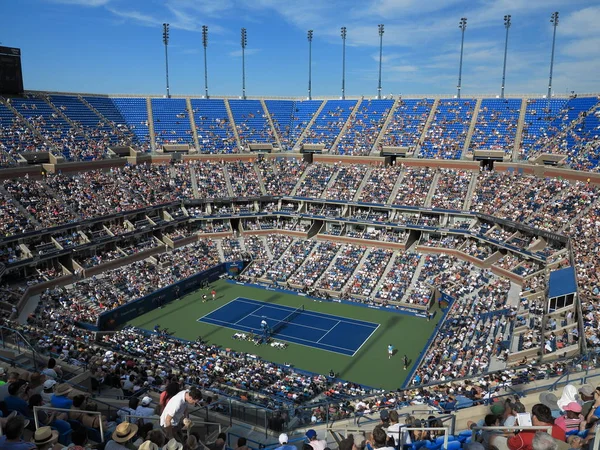 Nova Iorque Setembro Lotado Arthur Ashe Stadium Antes Telhado Foi — Fotografia de Stock