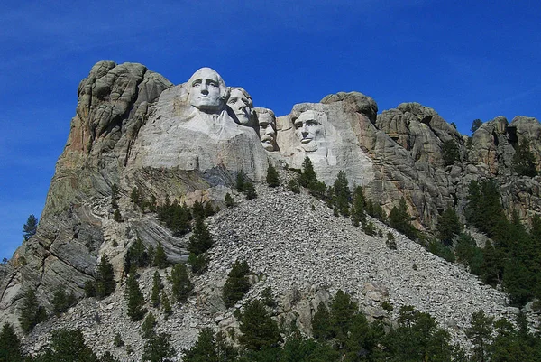 Wide Angle View Rushmore Black Hills South Dakota Dark Blue Stock Picture