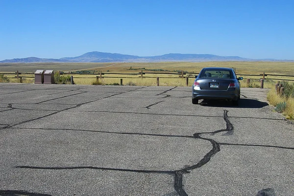Alcova Wyoming Szeptember Grassland View Paved Parking Devils Gate Rock — Stock Fotó