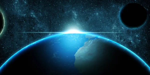 深宇宙ファンタジー青い背景の上に惑星地球 — ストック写真