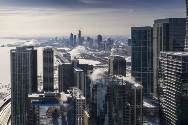 Взимку Панорама Чикаго Полярний Вихрові — стокове фото