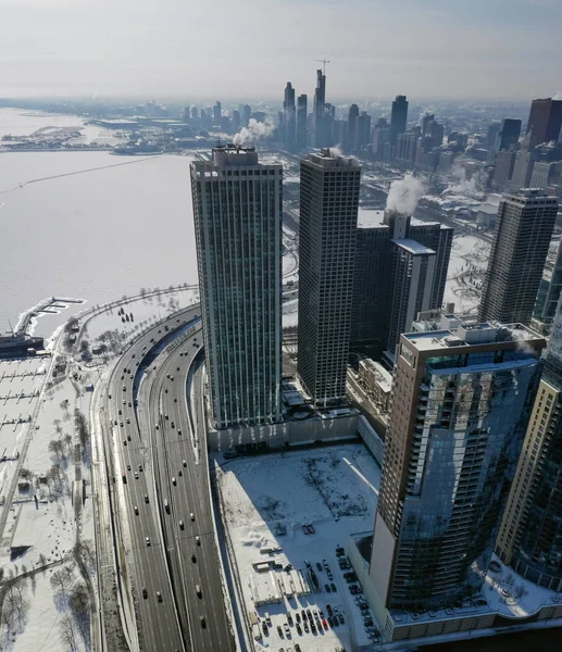 Взимку Панорама Чикаго Полярний Вихрові — стокове фото