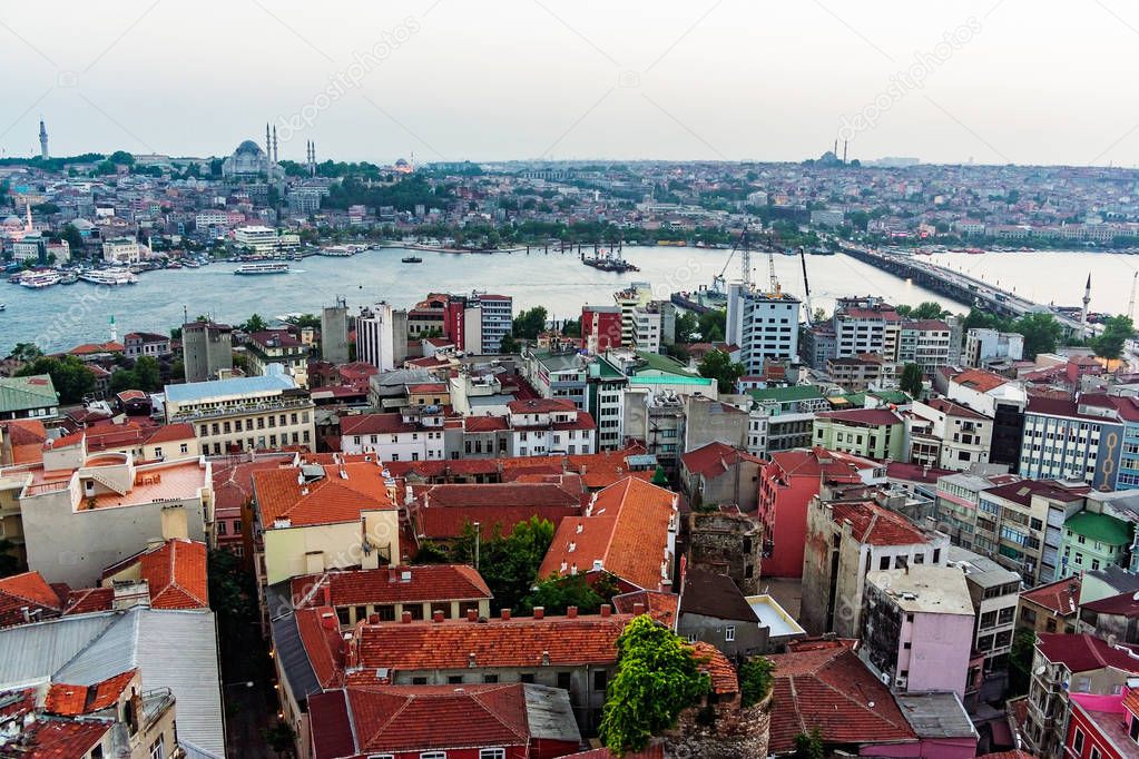 top view of the panorama of istanbul in the evening