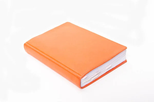 Orange Notepad Bookmarks White Background — Stock Photo, Image