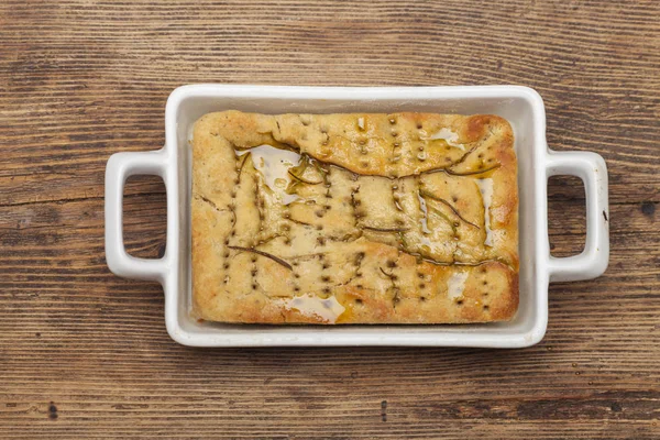 Italian Focaccia Bread Wood — Stock Photo, Image