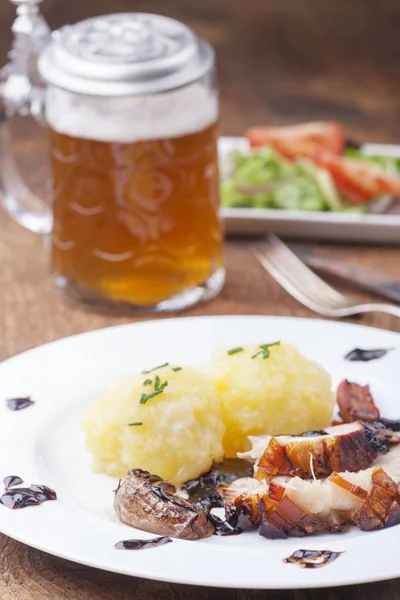 Bavarian Roast Pork Beer Dumplings — Stock Photo, Image