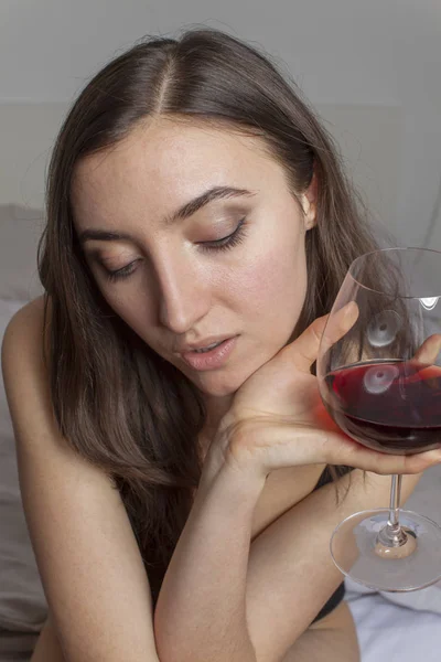 Woman Red Wine — Stock Photo, Image