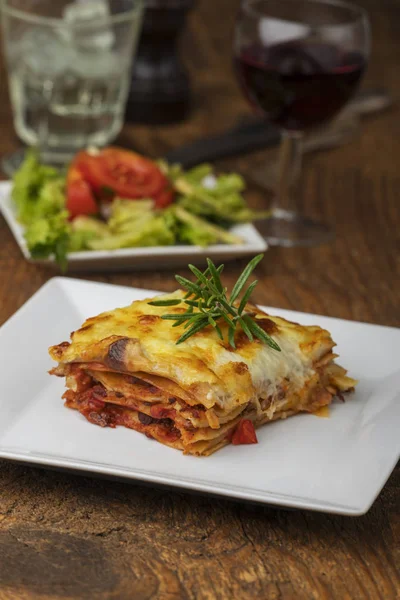 Portion Lasagna Rosemary — Stock Photo, Image