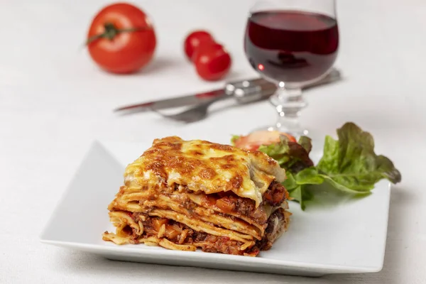 Portion Lasagna Plate — Stock Photo, Image