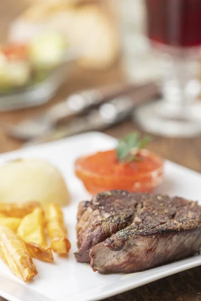 Grilovaný Steak Talíři — Stock fotografie