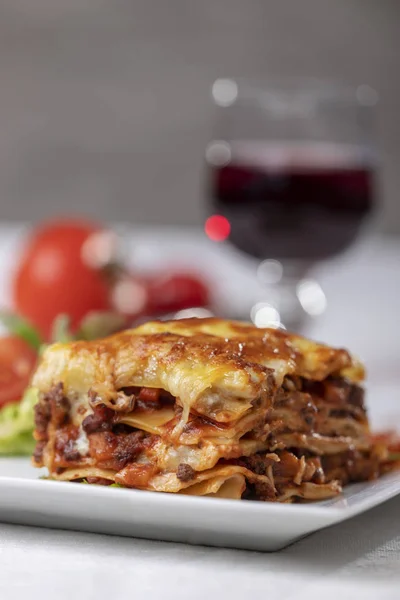 Portion Lasagna Plate — Stock Photo, Image