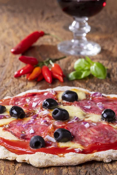 Overview Pizza Wine — Stock Photo, Image