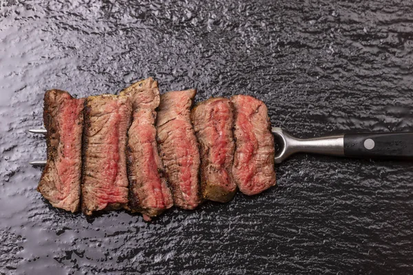 Los Trozos Del Filete Tenedor — Foto de Stock