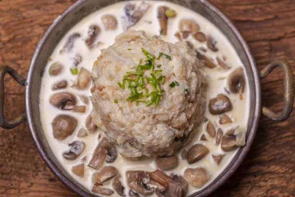 Bavarian Dumpling Mushroom Sauce — Stock Photo, Image