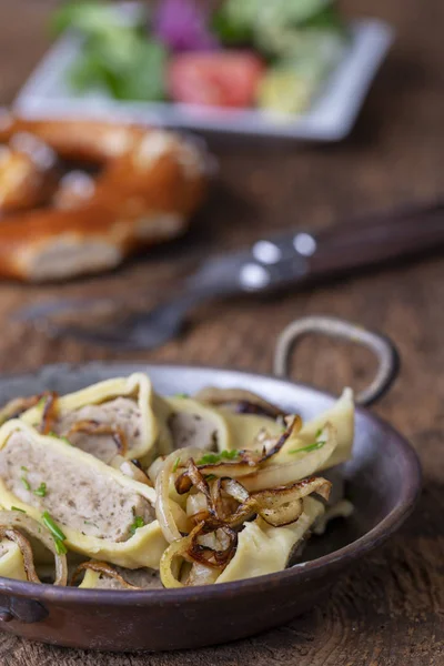 Strips Meat Cream Sauce Pan — Stock Photo, Image