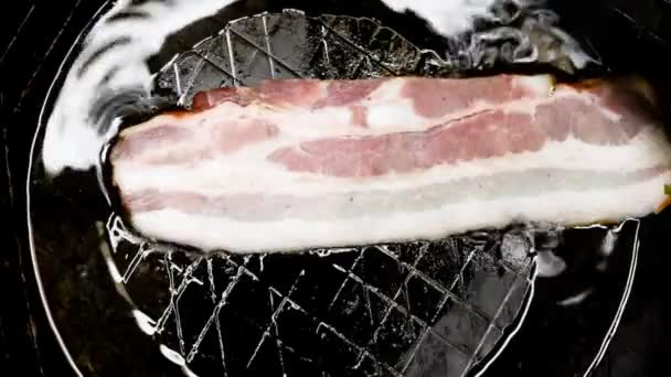 Pancetta Frizzante Una Padella — Video Stock