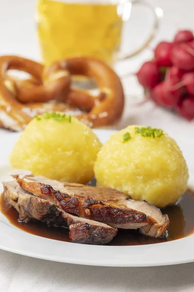 Bavarian Roasted Pork Dumplings — Stock Photo, Image