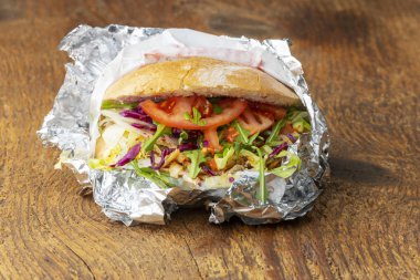 Donör sandviçin yakın plan fotoğrafı. 