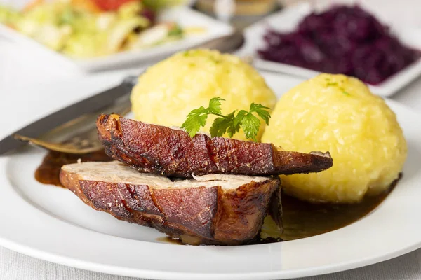 Bavarian Roasted Pork Dumplings — Stock Photo, Image