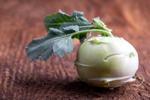 Single Raw Cabbage Turnip Wood — Stock Photo, Image