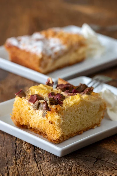 Slice German Rhubarb Cake — Stock Photo, Image