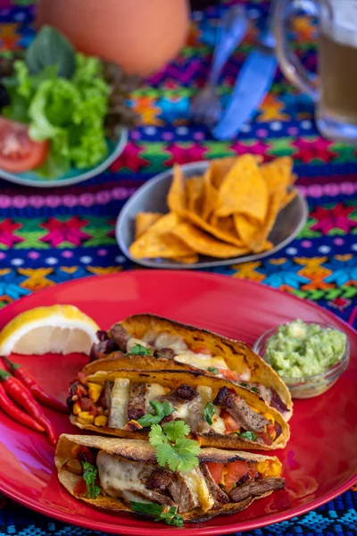 Grillezett Mexikói Taco Tálcán — Stock Fotó