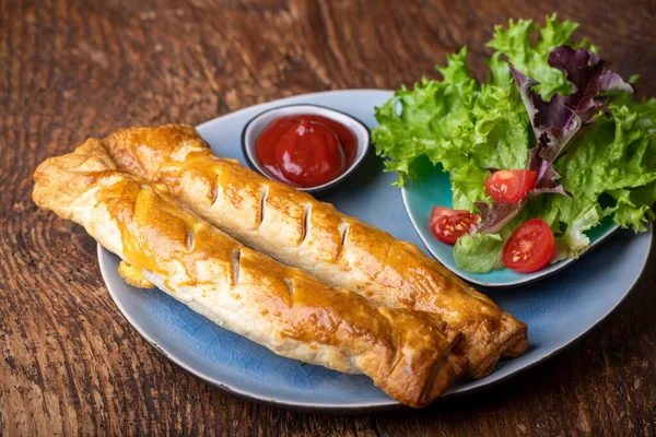 Frankfurters Puff Pastry Plate — Stock Photo, Image
